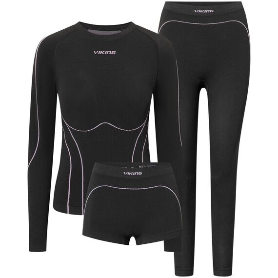 VIKING Bielizna damska Etna 2.0 Lady Set Bamboo czarno-fioletowa, Kolor: czarny, Rozmiar: XS, 10 zdjęcie