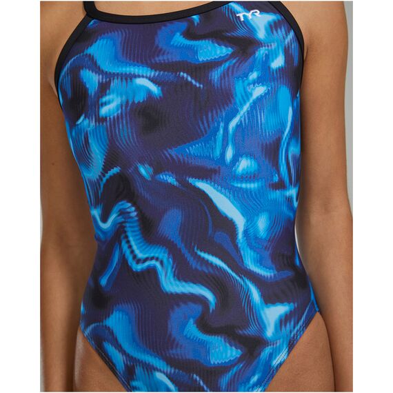 TYR Strój pływacki damski Tyr Diamondfit Durafast Elite Waveform, Kolor: czarny, Rozmiar: 30, 8 zdjęcie