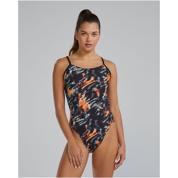 TYR Strój pływacki W CUTOUT LAP, Kolor: czarny, Rozmiar: 28