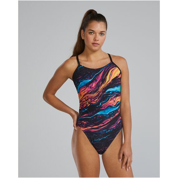 TYR Strój pływacki W CUTOUT LAP, Kolor: czarny, Rozmiar: 36