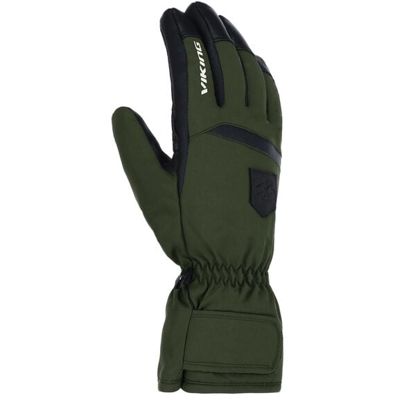 VIKING Rękawice narciarskie męskie Lars zielone z czarną skórą, Kolor: zielony, Rozmiar: 7