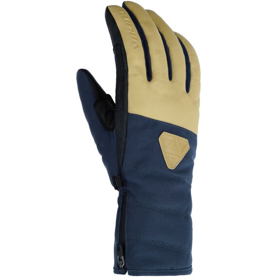 VIKING Rękawice narciarskie damskie Norvika Pro Ski Lady granatowe z beżową skórą, Kolor: granatowy, Rozmiar: 5