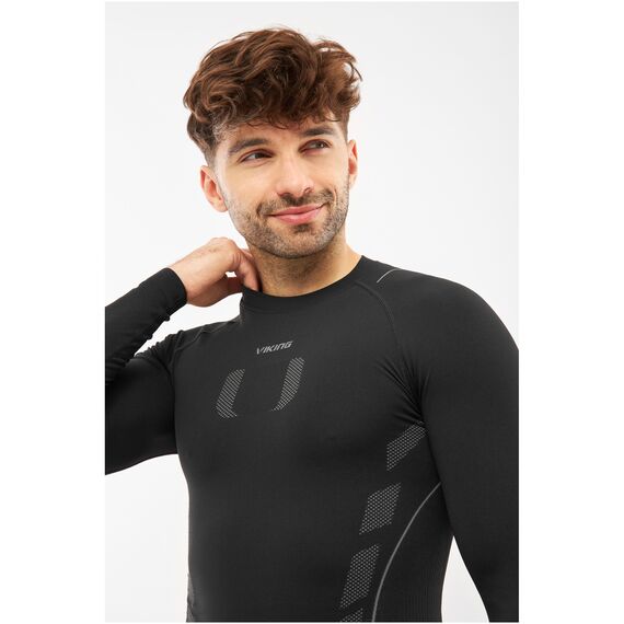 VIKING Bielizna męska Eiger 2.0 Longsleeve Bamboo czarno-szara koszulka, Kolor: czarny, Rozmiar: XXXL, 3 zdjęcie