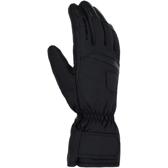 VIKING Rękawice narciarskie męskie Lars czarne ze skórą, Kolor: czarny, Rozmiar: 10