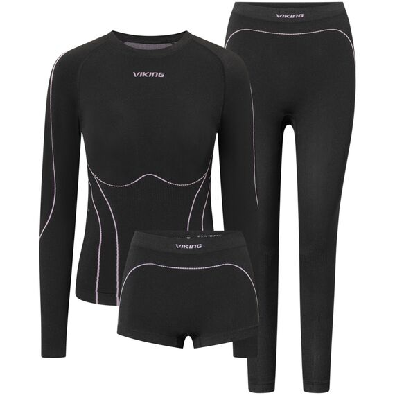 VIKING Bielizna damska Etna 2.0 Lady Set Bamboo czarno-fioletowa, Kolor: czarny, Rozmiar: L, 10 zdjęcie