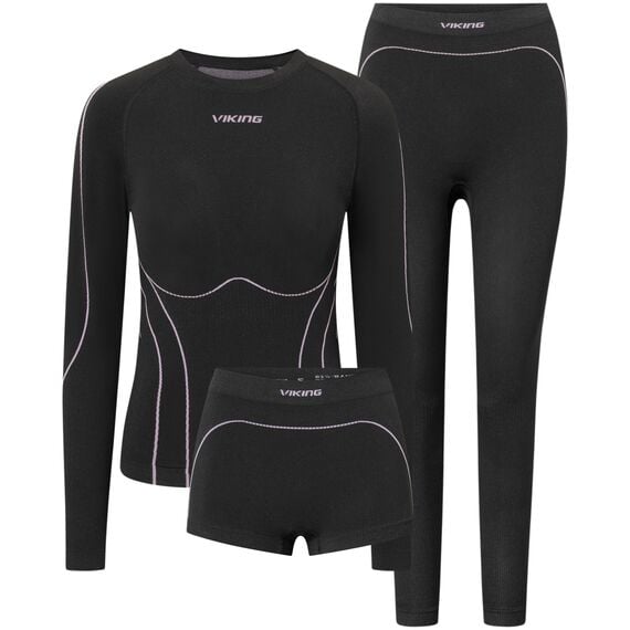 VIKING Bielizna damska Etna 2.0 Lady Set Bamboo czarno-fioletowa, Kolor: czarny, Rozmiar: M, 10 zdjęcie