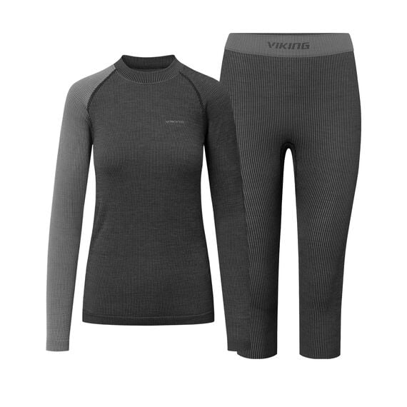 VIKING Bielizna damska Mounti Lady Set 3/4 Merino szara, Kolor: szary, Rozmiar: M