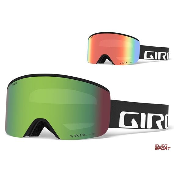 Gogle zimowe GIRO AXIS czarny WORDMARK (Szyba lustrzana kolorowa VIVID-Carl Zeiss VIVID EMERALD 19-42% S2 + Szyba lustrzana kolorowa VIVID-Carl Zeiss INFRARED 58% S1)