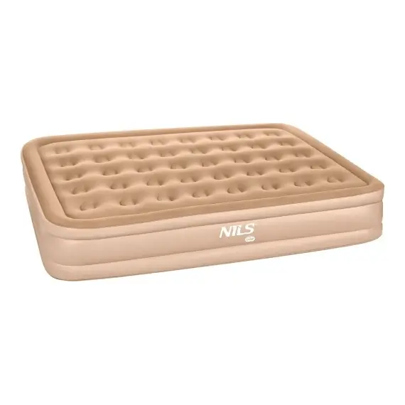 NILS CAMP NC2808 MATERAC DWUOSOBOWY KING SIZE BEŻOWY + POMPKA ELEKTRYCZNA, Kolor: beżowy, Rozmiar: one size