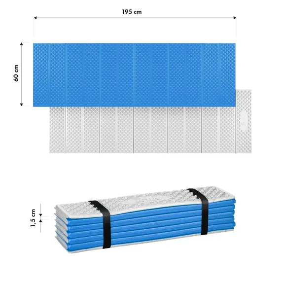 NILS CAMP NC17103 KARIMATA SKŁADANA TURYSTYCZNA Z PODBICIEM ALUMINIOWYM + XPE 195 CM NIEBIESKA, Kolor: niebieski, Rozmiar: one size, 4 zdjęcie