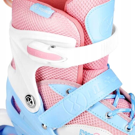 NILS EXTREME rolki ze świecącymi kółkami + ochraniacze NA0189 białe, Kolor: biały, Rozmiar: 39-42, 2 zdjęcie