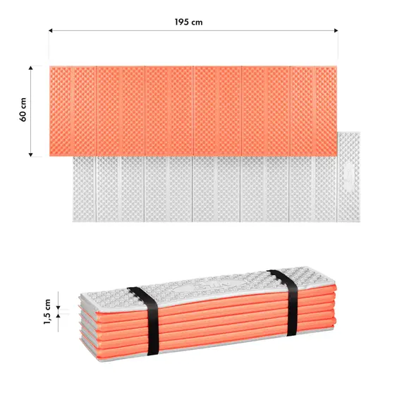NILS CAMP NC17103 KARIMATA SKŁADANA TURYSTYCZNA Z PODBICIEM ALUMINIOWYM + XPE 195 CM POMARAŃCZOWA, Kolor: pomarańczowy, Rozmiar: one size, 4 zdjęcie