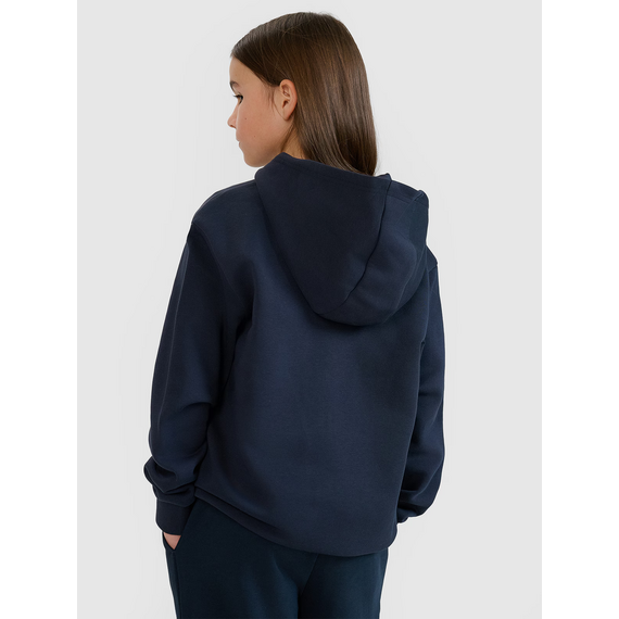 4F bluza bawełniana dziewczęca z kapturem i spodnie dresowe zestaw granatowy, Kolor: granatowy, Rozmiar: 140, 2 zdjęcie