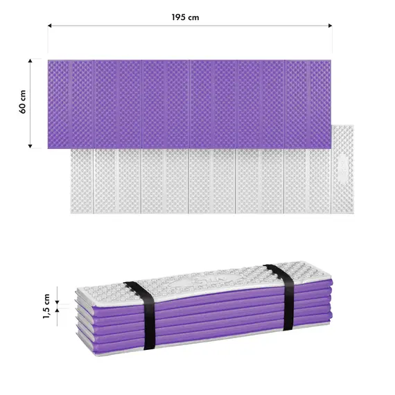 NILS CAMP NC17103 KARIMATA SKŁADANA TURYSTYCZNA Z PODBICIEM ALUMINIOWYM + XPE 195 CM FIOLETOWA, Kolor: fioletowy, Rozmiar: one size, 5 zdjęcie
