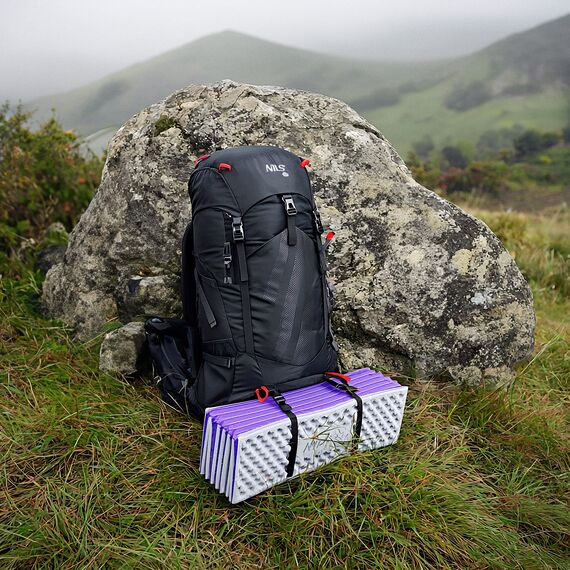 NILS CAMP NC17103 KARIMATA SKŁADANA TURYSTYCZNA Z PODBICIEM ALUMINIOWYM + XPE 195 CM FIOLETOWA, Kolor: fioletowy, Rozmiar: one size, 7 zdjęcie