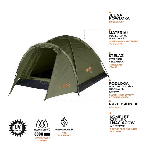 NILS CAMP NC6010 KHAKI NAMIOT KEMPINGOWY HIKER, 3 zdjęcie