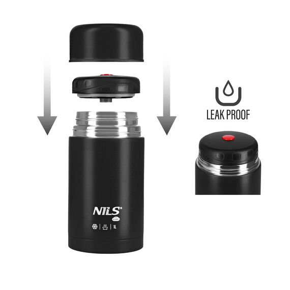 NILS CAMP NC3802 TERMOS OBIADOWY 1000ML CZARNY, Kolor: czarny, Rozmiar: one size, 4 zdjęcie