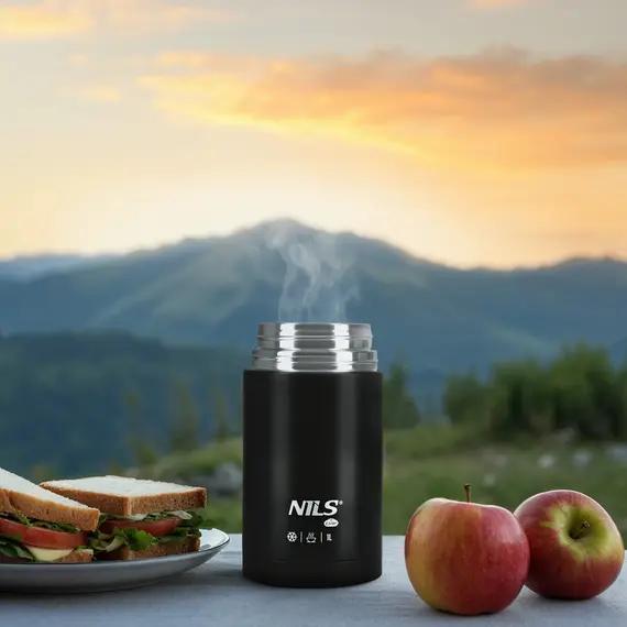 NILS CAMP NC3802 TERMOS OBIADOWY 1000ML CZARNY, Kolor: czarny, Rozmiar: one size, 7 zdjęcie