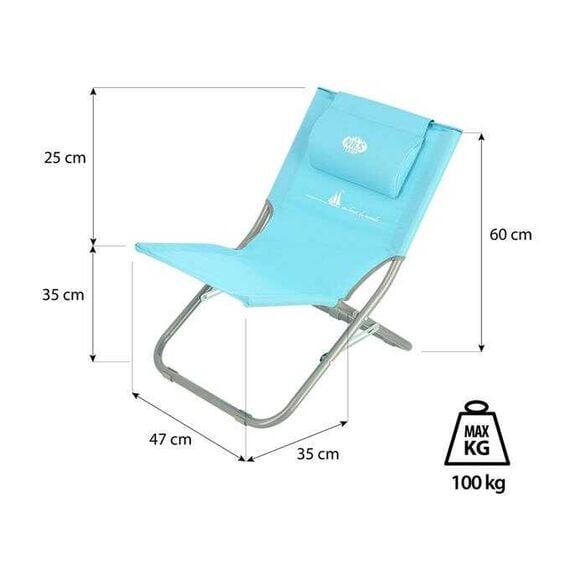 NILS NC3136 NIEBIESKI KRZESŁO PLAŻOWE Z PODUSZKĄ, 5 zdjęcie