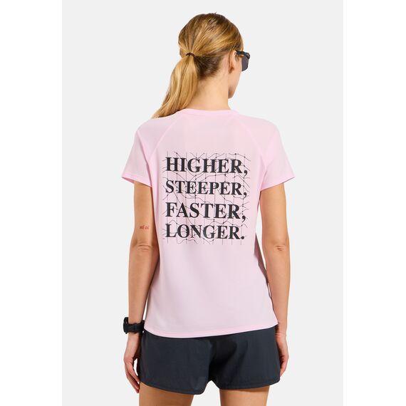 Koszulka z krótkim rękawem damska ODLO T-shirt crew neck s/s ESSENTIAL PRINT różowa, Kolor: różowy, Rozmiar: M, 2 zdjęcie