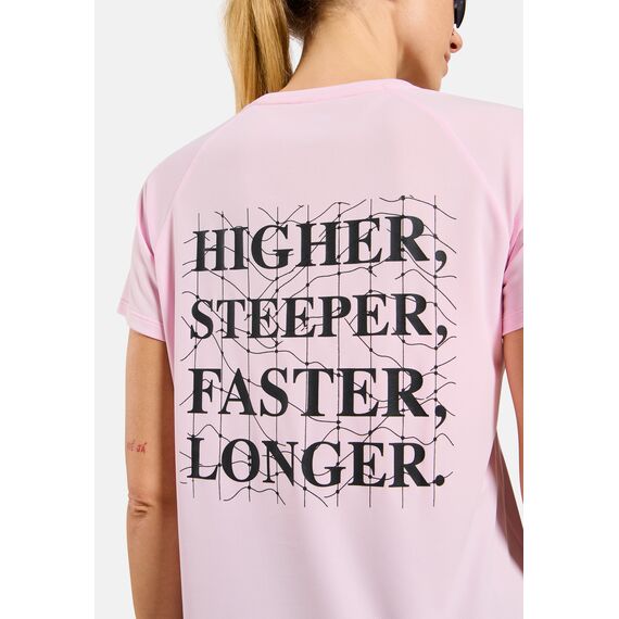 Koszulka z krótkim rękawem damska ODLO T-shirt crew neck s/s ESSENTIAL PRINT różowa, Kolor: różowy, Rozmiar: L, 5 zdjęcie