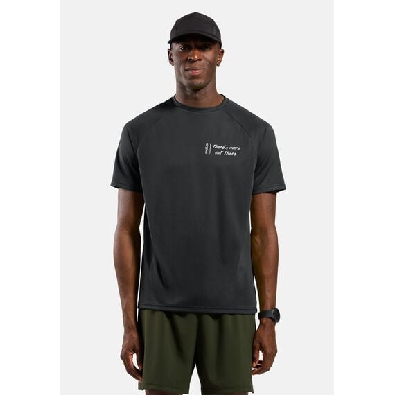 ODLO Koszulka z krótkim rękawem męska T-shirt crew neck s/s ESSENTIAL PRINT czarna, Kolor: czarny, Rozmiar: L