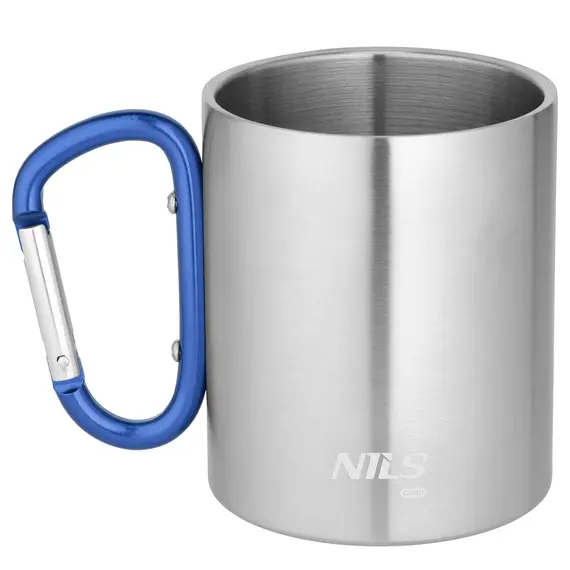 NILS CAMP NC17110 KUBEK KEMPINGOWY Z KARABIŃCZYKIEM 300 ML STAL NIERDZEWNA NIEBIESKI, Kolor: niebieski, Rozmiar: one size