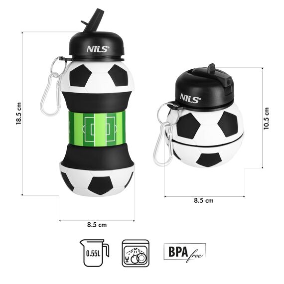NILS NC4104 BUTELKA SPORTOWA SKŁADANA 550ML FOOTBALL, 2 zdjęcie