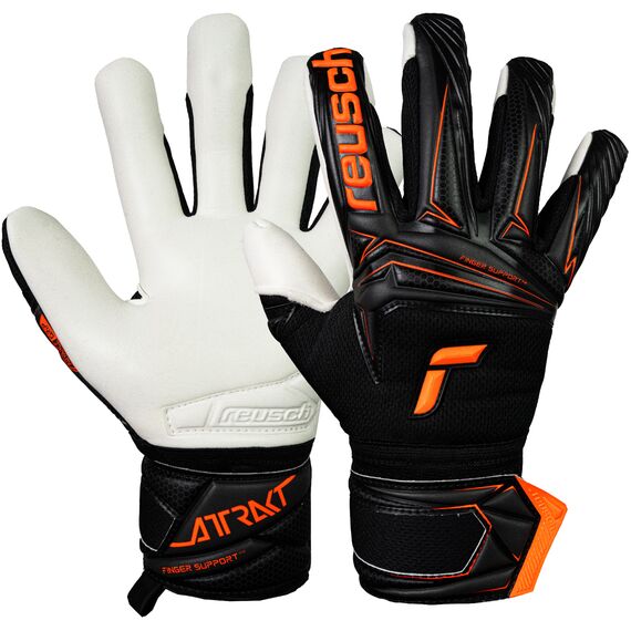 REUSCH Rękawice bramkarskie Attrakt Advance Finger Support, Kolor: czarny, Rozmiar: 8