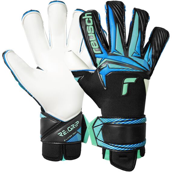 REUSCH Rękawice bramkarskie Attrakt RE:GRIP Evolution czarno-niebieskie, Kolor: czarny, Rozmiar: 8