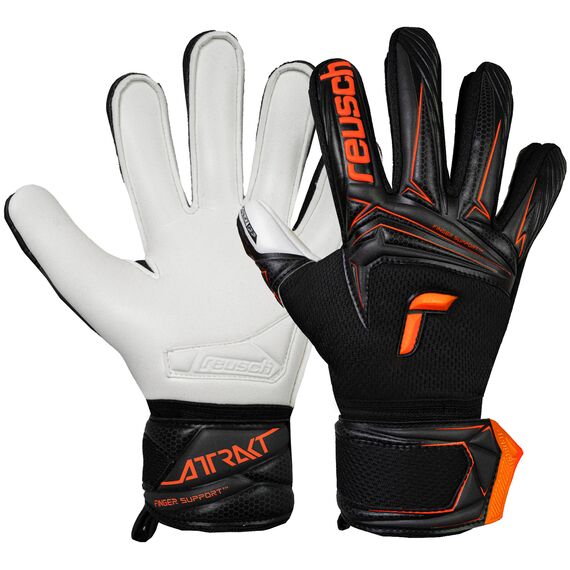 REUSCH Rękawice bramkarskie dziecięce Attrakt Advance Finger Support Junior, Kolor: czarny, Rozmiar: 8