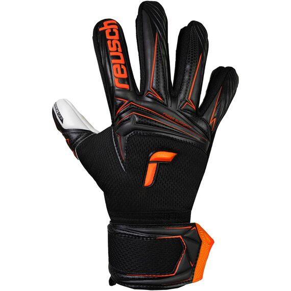 REUSCH Rękawice bramkarskie dziecięce Attrakt Advance Finger Support Junior, Kolor: czarny, Rozmiar: 7, 2 zdjęcie