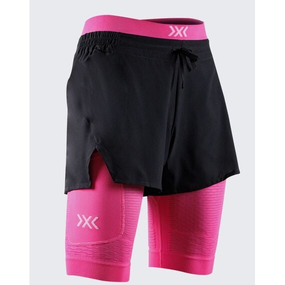 Spodenki damskie X-Bionic EFFEKTOR 2IN1 SHORTS X BLACK/NEO PINK czarne, Kolor: czarny, Rozmiar: S