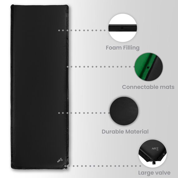 NILS CAMP NC4050 CZARNA MATA SAMOPOMPUJĄCA, Kolor: czarny, Rozmiar: one size, 4 zdjęcie