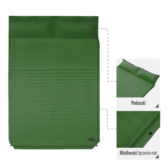 NC4060 ZIELONA MATA SAMOPOMPUJĄCA DWUOSOBOWA Z PODUSZKĄ NILS CAMP, Kolor: zielony, Rozmiar: one size, 4 zdjęcie