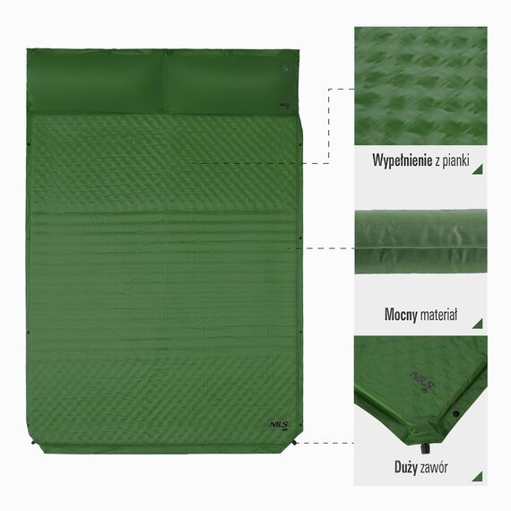 NC4060 ZIELONA MATA SAMOPOMPUJĄCA DWUOSOBOWA Z PODUSZKĄ NILS CAMP, Kolor: zielony, Rozmiar: one size, 5 zdjęcie
