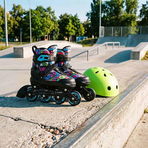 NH10907 4w1 ŁYŻWOROLKI dziecięce z wymienną płozą do kolorowania NILS EXTREME niebieskie, Kolor: niebieski, Rozmiar: 35-38, 5 zdjęcie