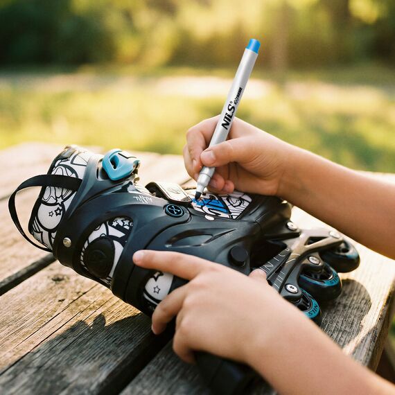 NH10907 4w1 ŁYŻWOROLKI dziecięce z wymienną płozą do kolorowania NILS EXTREME niebieskie, Kolor: niebieski, Rozmiar: 31-34, 7 zdjęcie