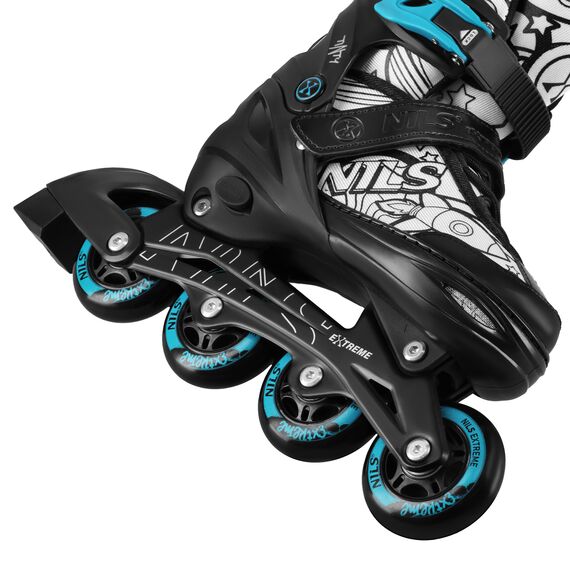 NH10907 4w1 ŁYŻWOROLKI dziecięce z wymienną płozą do kolorowania NILS EXTREME niebieskie, Kolor: niebieski, Rozmiar: 35-38, 8 zdjęcie