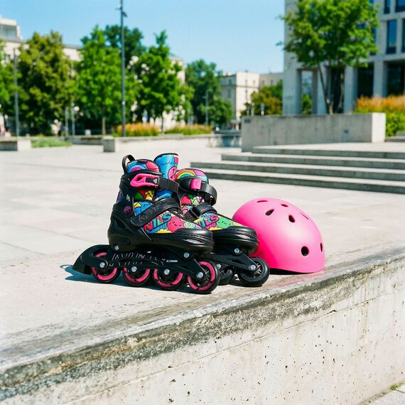 NH10907 4w1 ŁYŻWOROLKI dziecięce z wymienną płozą do kolorowania NILS EXTREME różowe, Kolor: różowy, Rozmiar: 35-38, 5 zdjęcie