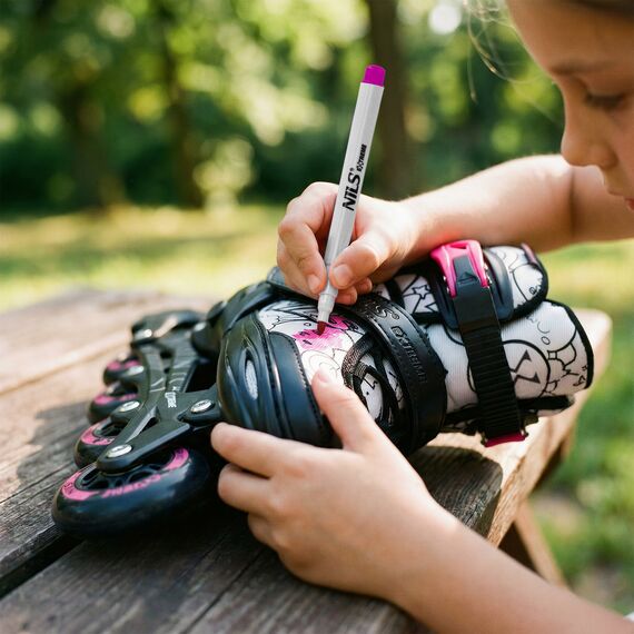 NH10907 4w1 ŁYŻWOROLKI dziecięce z wymienną płozą do kolorowania NILS EXTREME różowe, Kolor: różowy, Rozmiar: 31-34, 7 zdjęcie