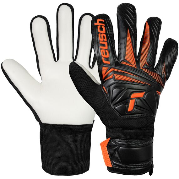 Reusch Rękawice bramkarskie Attrakt Starter Solid czarno-pomarańczowe, Kolor: czarny, Rozmiar: 7