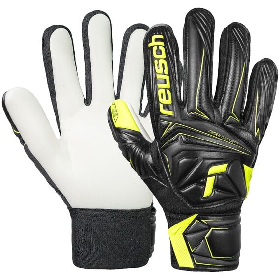 Reusch Rękawice bramkarskie dziecięce Attrakt Starter Solid Finger Support Junior, Kolor: czarny, Rozmiar: 5.5
