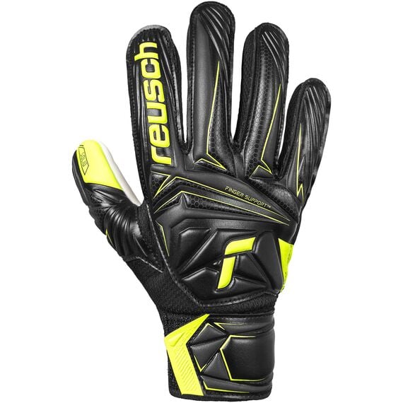 Reusch Rękawice bramkarskie dziecięce Attrakt Starter Solid Finger Support Junior, Kolor: czarny, Rozmiar: 5, 2 zdjęcie