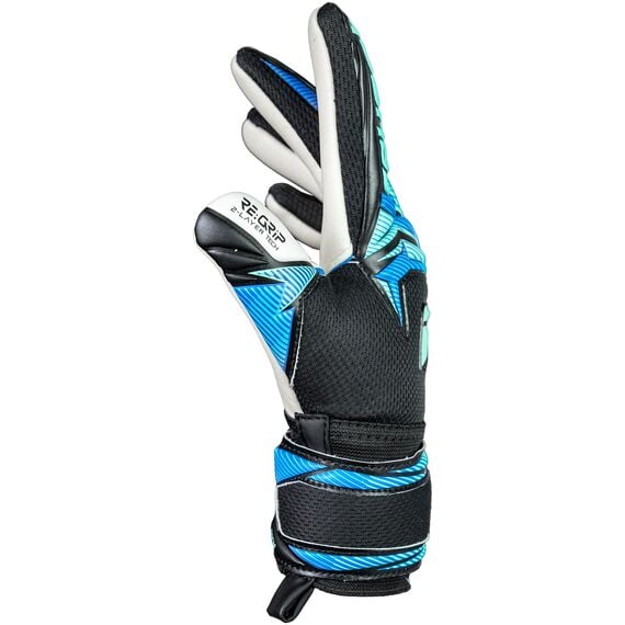 Reusch Rękawice bramkarskie dziecięce Attrakt RE:GRIP NC Junior, Kolor: czarny, Rozmiar: 8, 4 zdjęcie