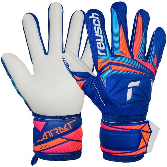 Reusch Rękawice bramkarskie dziecięce Attrakt Grip Junior, Kolor: niebieski, Rozmiar: 8