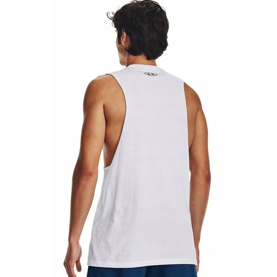 UNDER ARMOUR koszulka męska treningowa UA LEFT CHEST CUT OFF TANK biała, Kolor: biały, Rozmiar: L, 3 zdjęcie