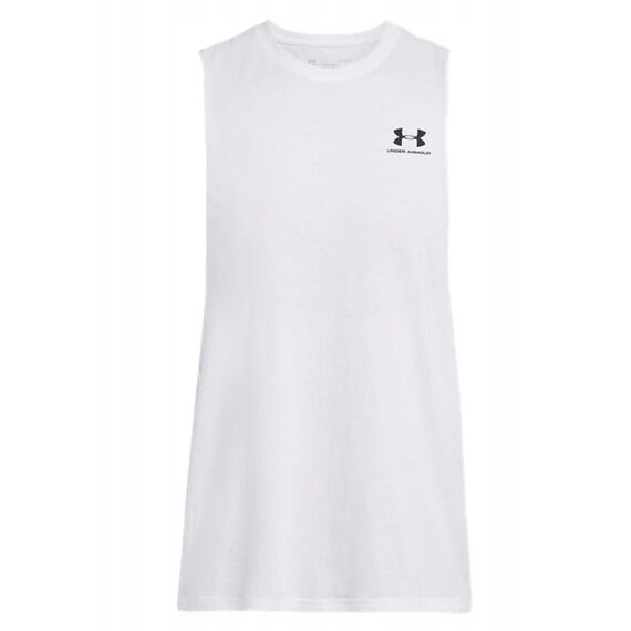 UNDER ARMOUR koszulka męska treningowa UA LEFT CHEST CUT OFF TANK biała, Kolor: biały, Rozmiar: XL