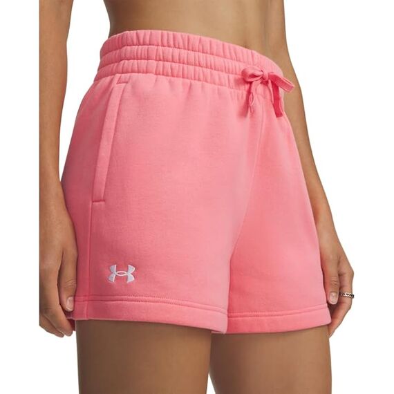 UNDER ARMOUR krótkie spodenki damskie bawełniane Rival Fleece Short różowe, Kolor: różowy, Rozmiar: L