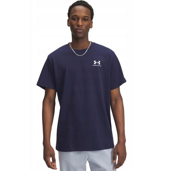 UNDER ARMOUR męski t-shirt bawełniany M LOGO EMB HEAVYWEIGHT SS granatowy, Kolor: granatowy, Rozmiar: XL